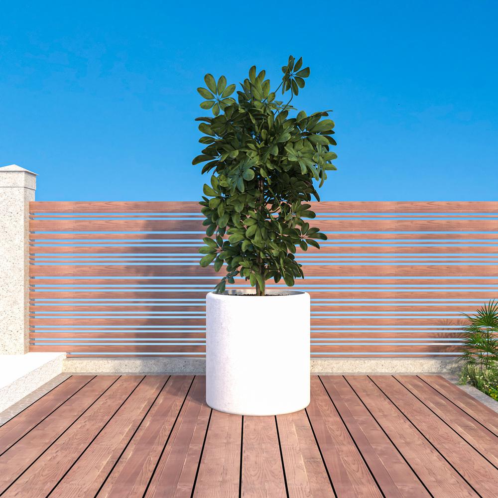 Tundra Series Poly Stone cylindrical Shape Planter in White 28" Dia, 30" High