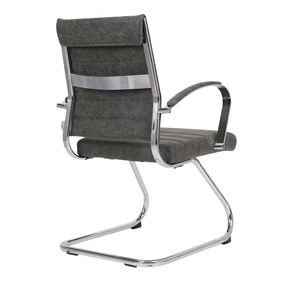 Benmar Home Leather Guest Office Chair in Charcoal
