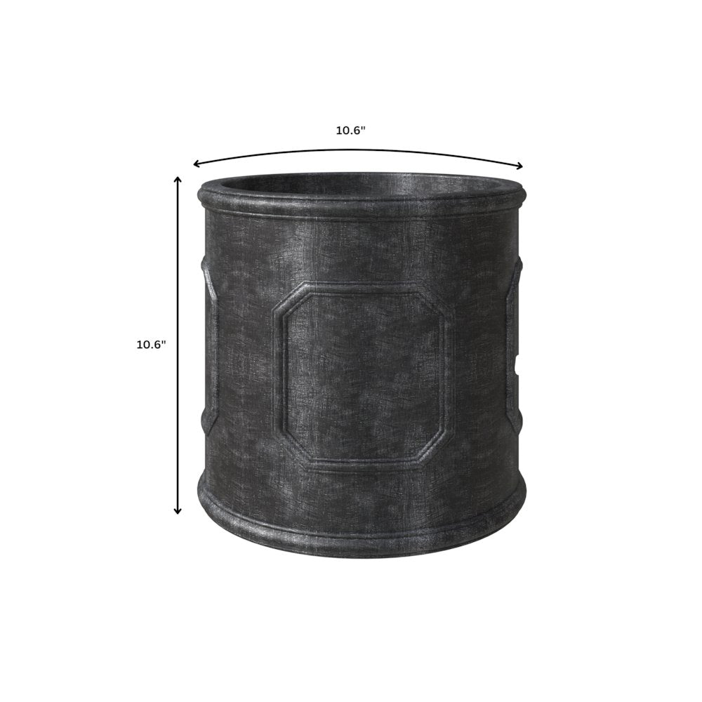 Meadow Series Fiber Stone Planter in Black 10.6" Dia, 10.6" HIgh