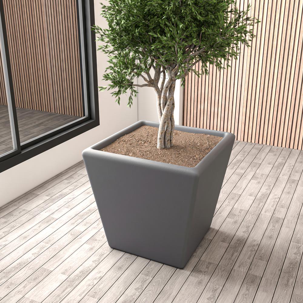 Blossom Series Poly Stone Planter in Dark Grey 19.7 Dia, 19 High
