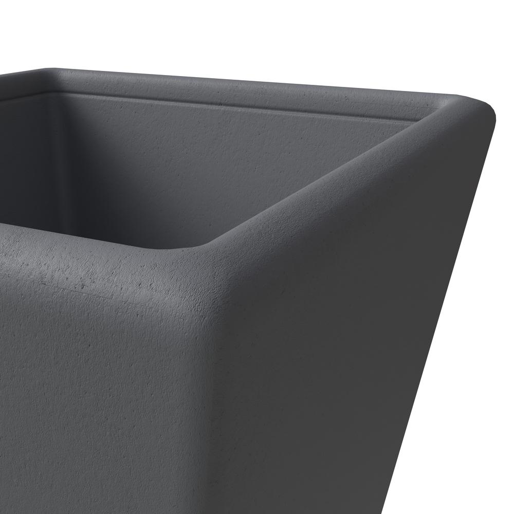 Blossom Series Poly Stone Planter in Dark Grey 9 Dia, 8.3 High