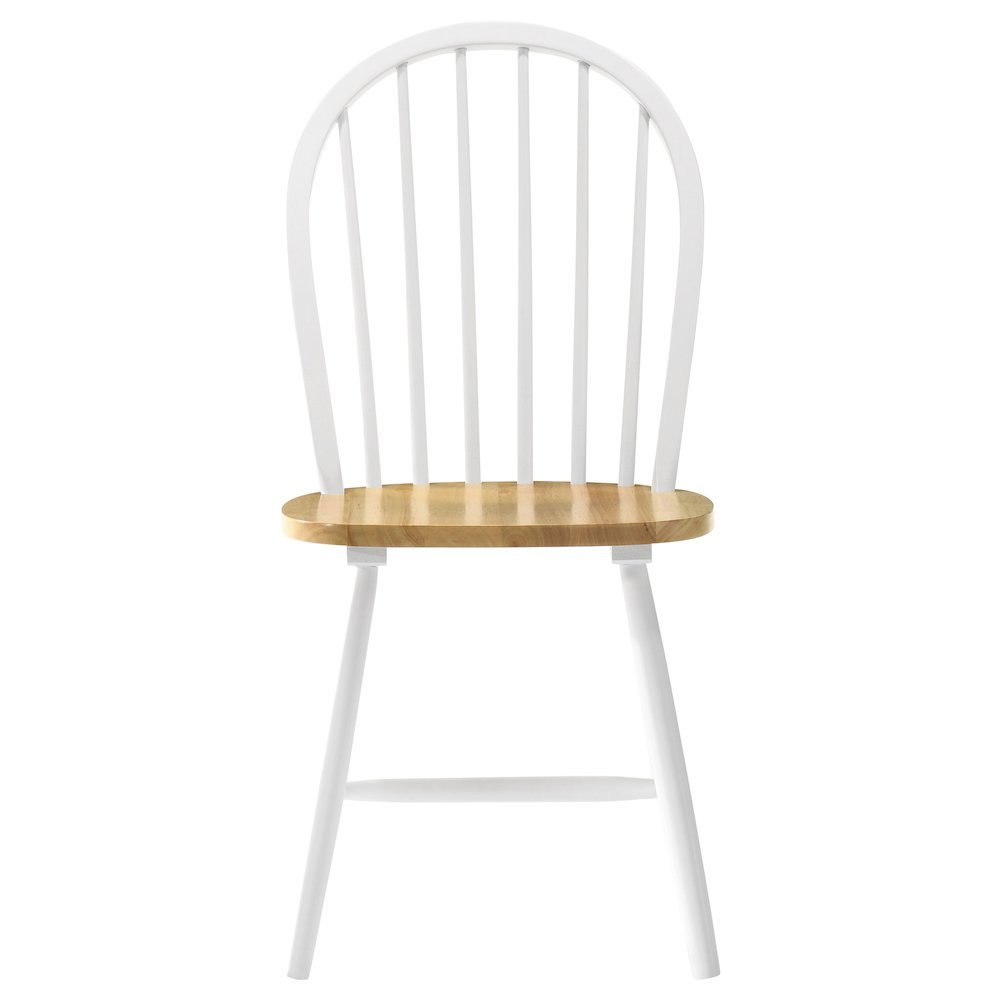Set of 4 Wooden Dining Chairs with Natural Brown and White Finish