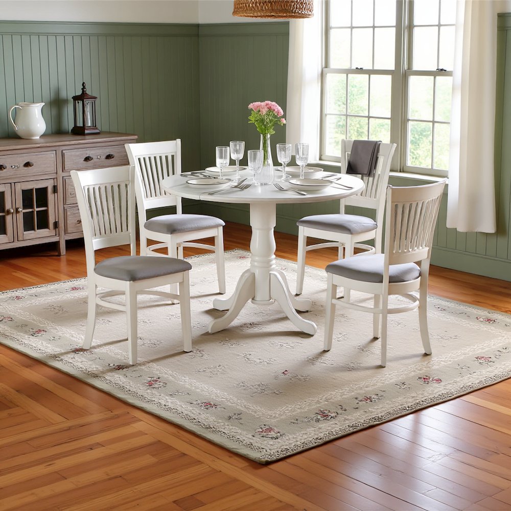 5 Piece Dining Table Set for 4 with White Kitchen Table and Chairs