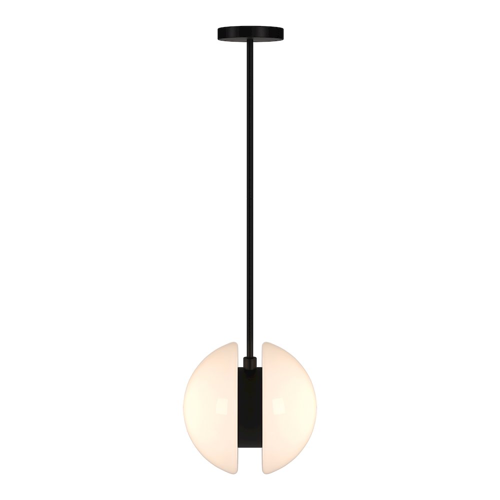 Kyriana 10" Wide 2-Light Pendant with Glass Shade in Matte Black/White