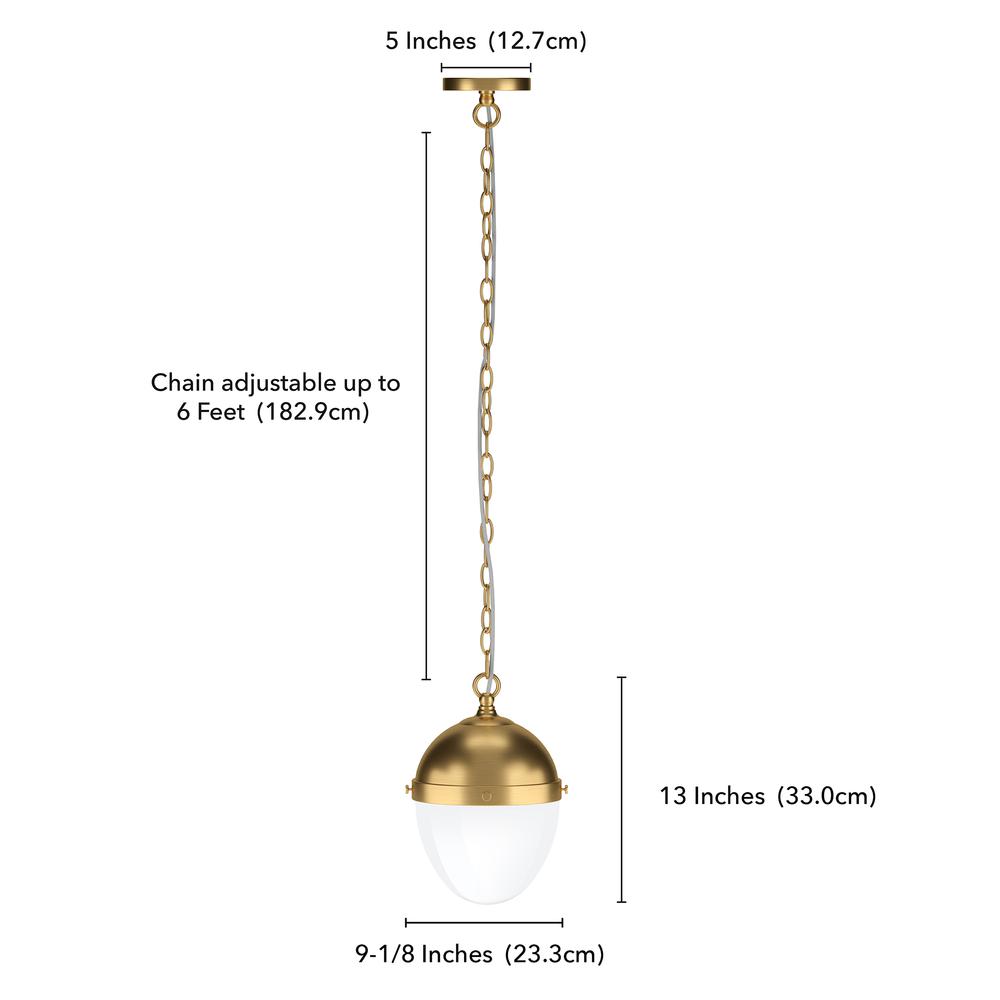Aurelia 8" Wide Pendant with Glass Shade in Brass/White Milk