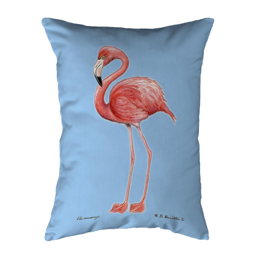 Flamingo Light Blue Background Noncorded Indoor/Outdoor Pillow 11x14