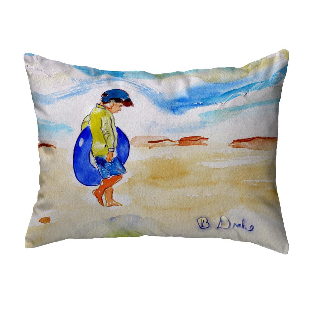 Boy & Innertube Noncorded Indoor/Outdoor Pillow 11x14