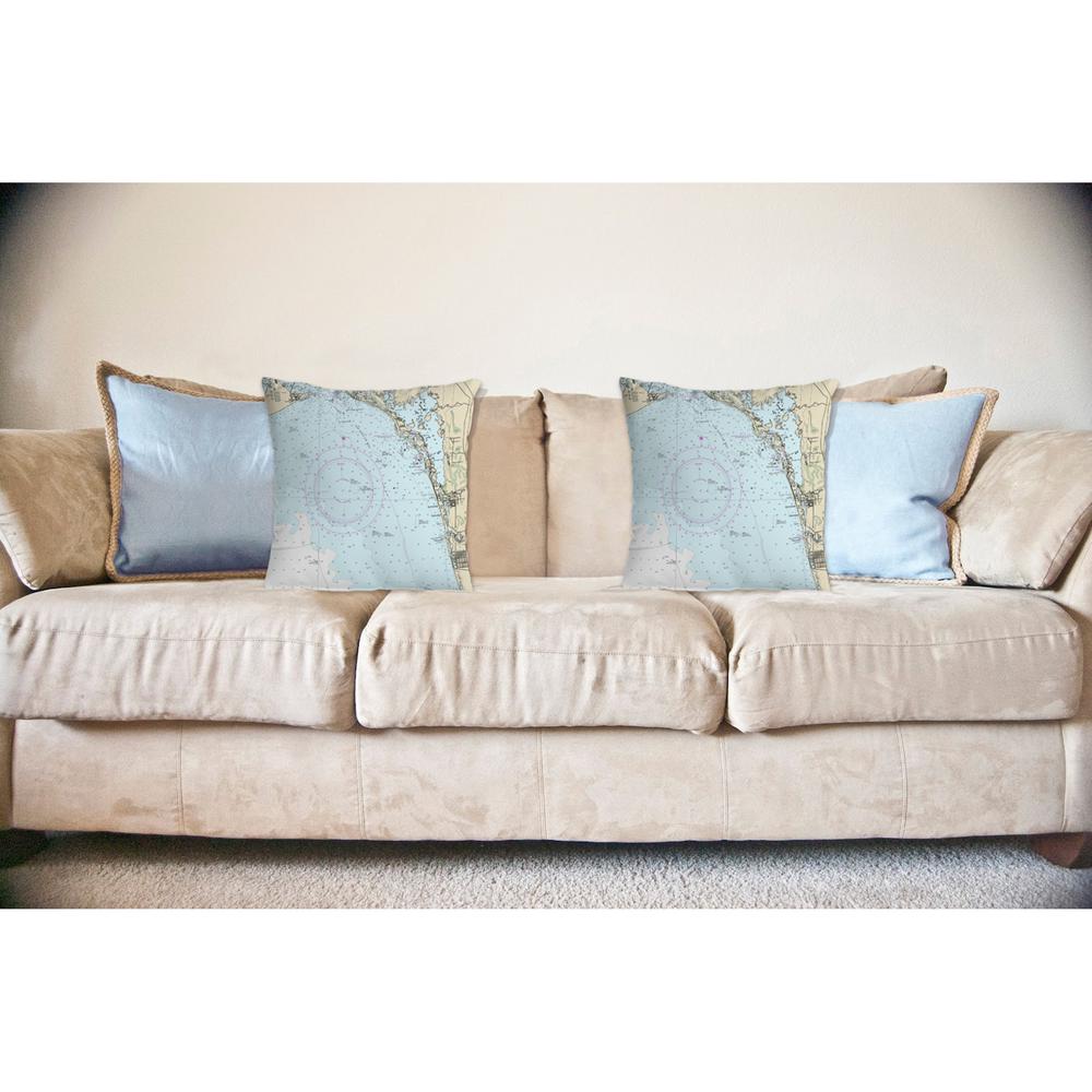 Estero Bay, Bonita Springs, FL Nautical Map Noncorded Indoor/Outdoor Pillow 12x12