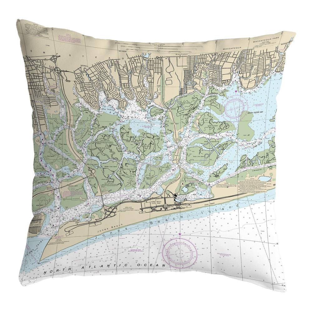 E. Shinnecock Bay to Rockway Inlet S. Oyster Bay, NY Nautical Map Small Noncorded Pillow