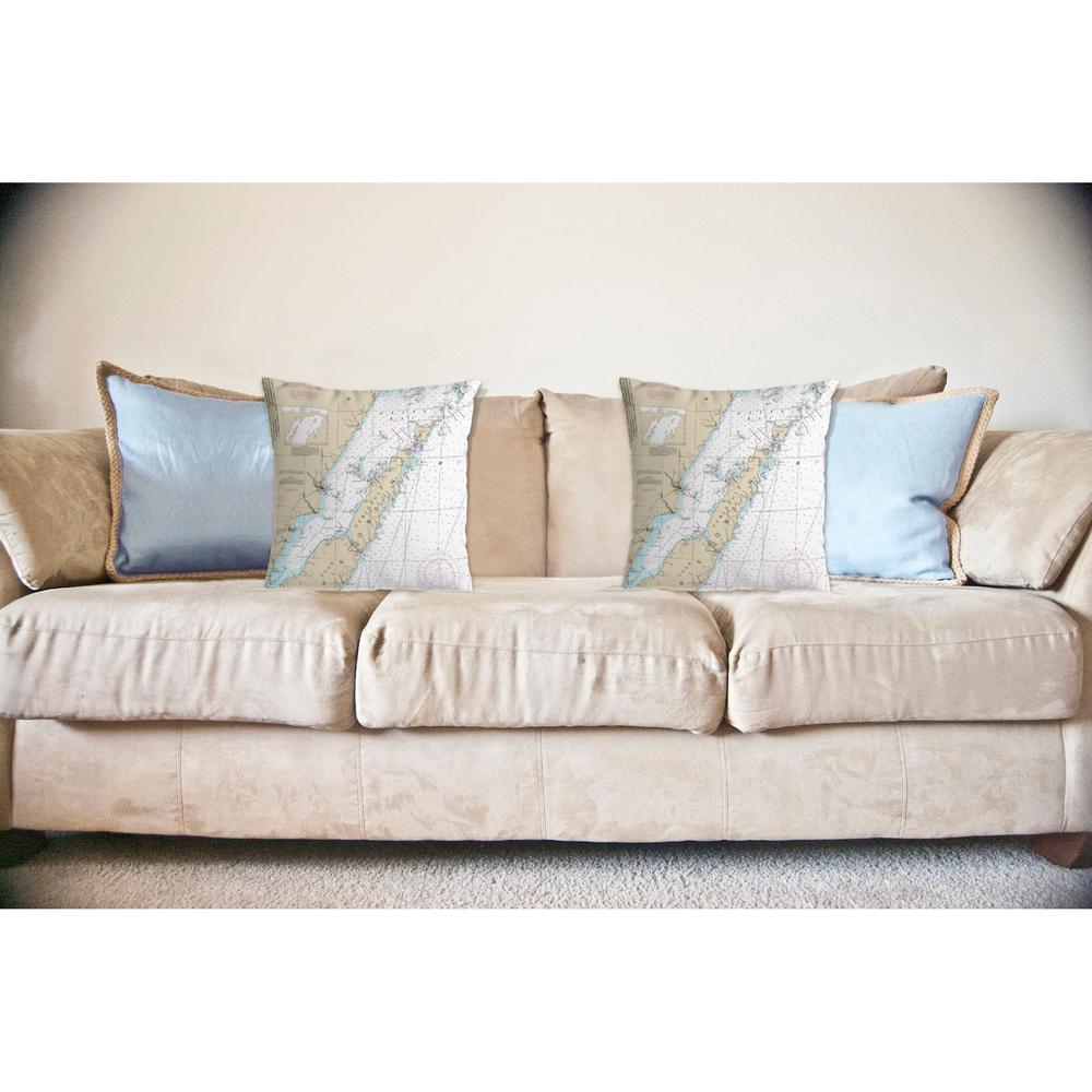 Door County, Green Bay, WI Nautical Map Noncorded Indoor/Outdoor Pillow 12x12
