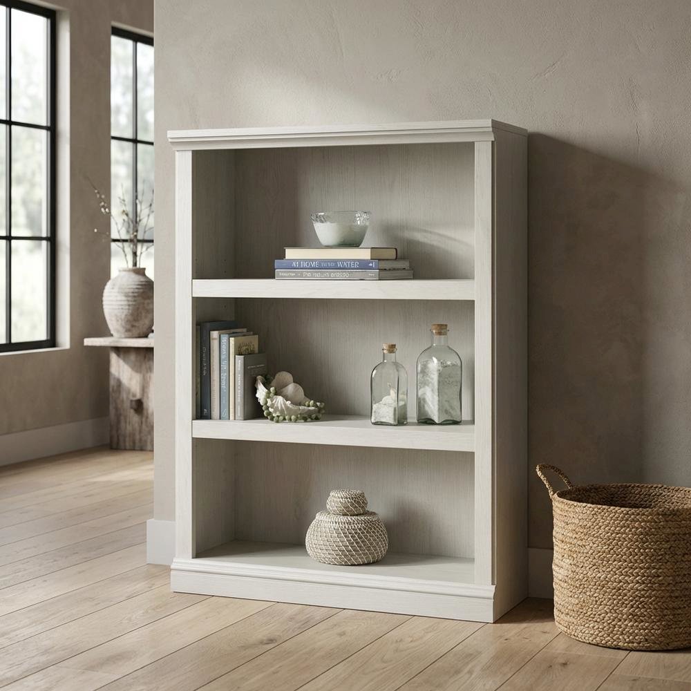 White Storage Bookcase with Rectangle Shape and Transitional Style