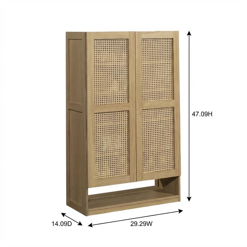 Bohemian Coastal Cottage Storage Cabinet In Ash Finish With Spacious Design