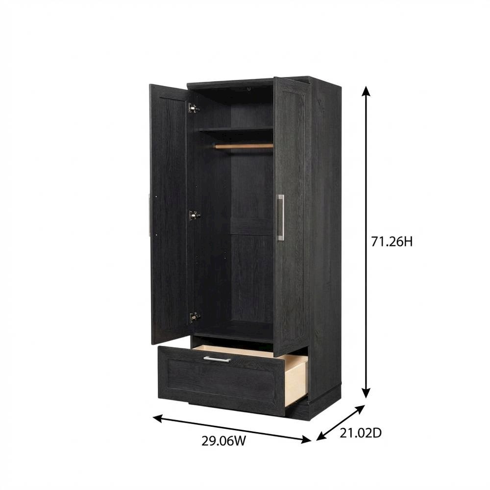 Raven Oak Storage Armoire With Contemporary Style And Spacious Design