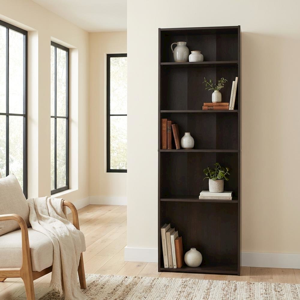 Cinnamon Cherry Finish Bookcase with Rectangular Shape and Warm Lifestyle Appeal