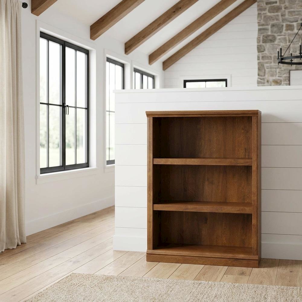 Oiled Oak Finish Storage Bookcase with Open Shelving for Living Room