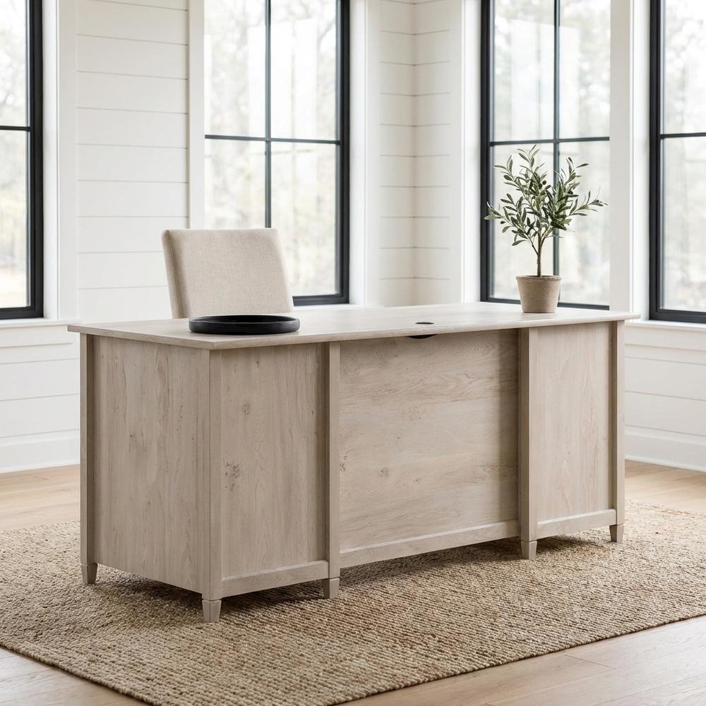 Modern Office Desk In Chalked Chestnut Finish With Rectangular Top