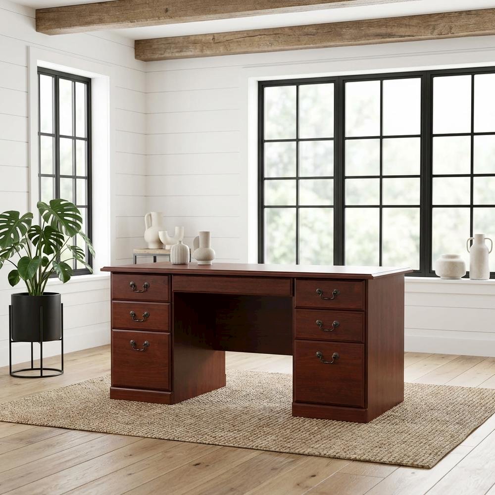Classic Cherry Executive Desk With Traditional Style And Rectangular Design
