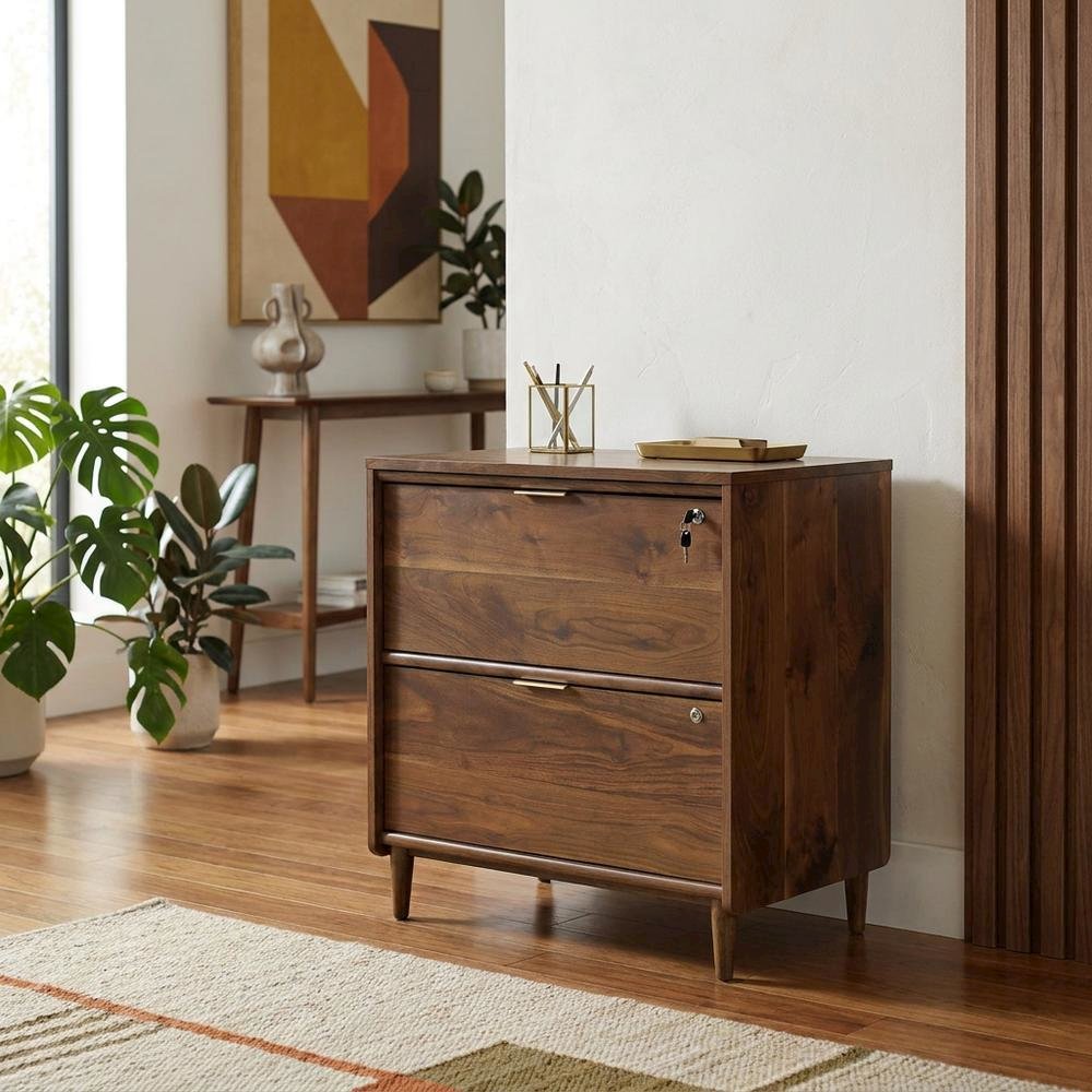 Grand Walnut Office File Cabinet with Modern Storage Design