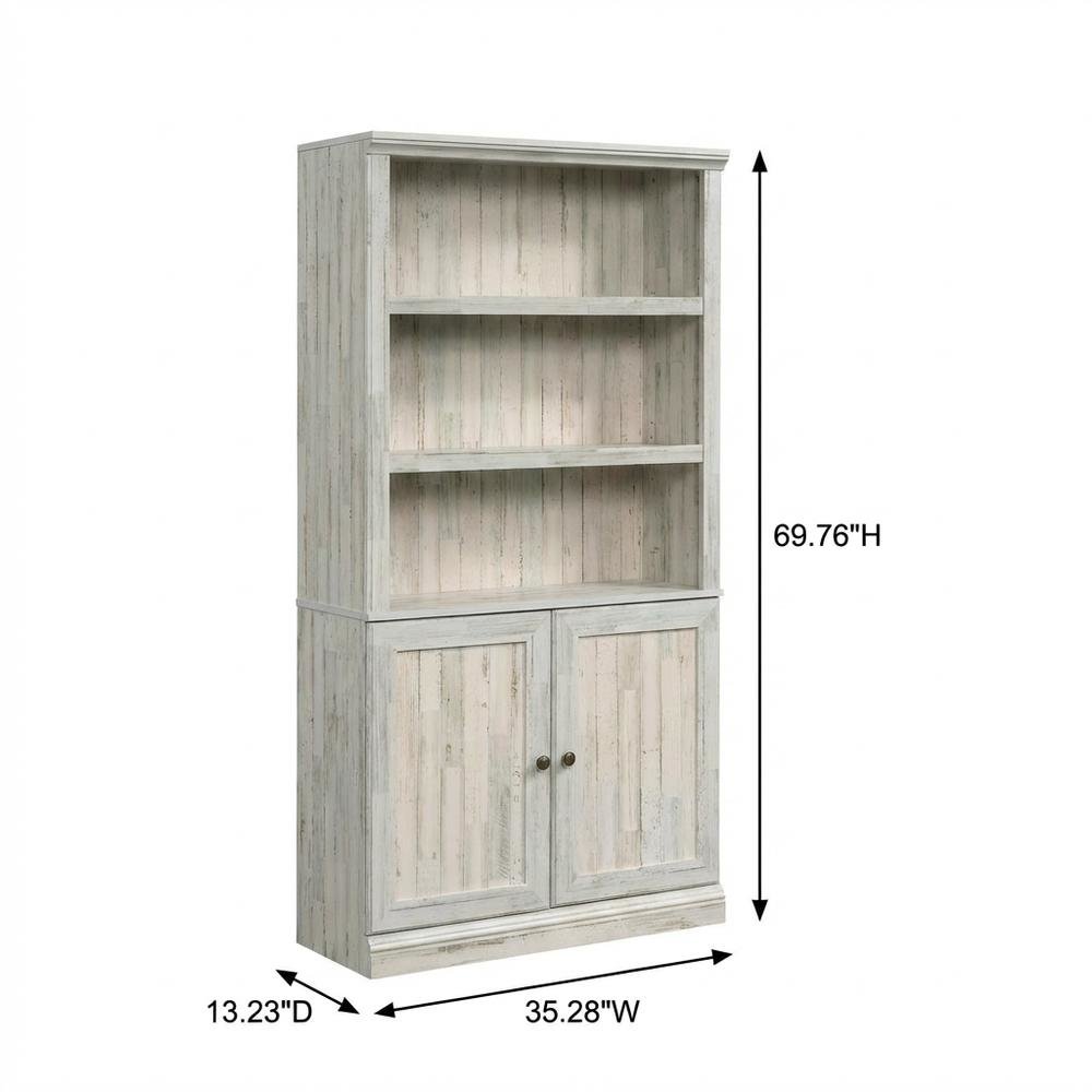 White Plank Finish Bookcase with Rectangular Shape and Spacious Storage