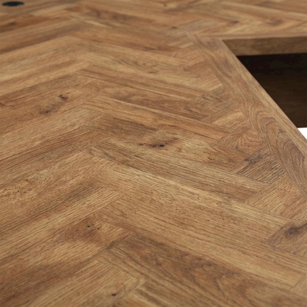 L-Shaped Office Desk In Sindoori Mango Finish For Modern Workspaces