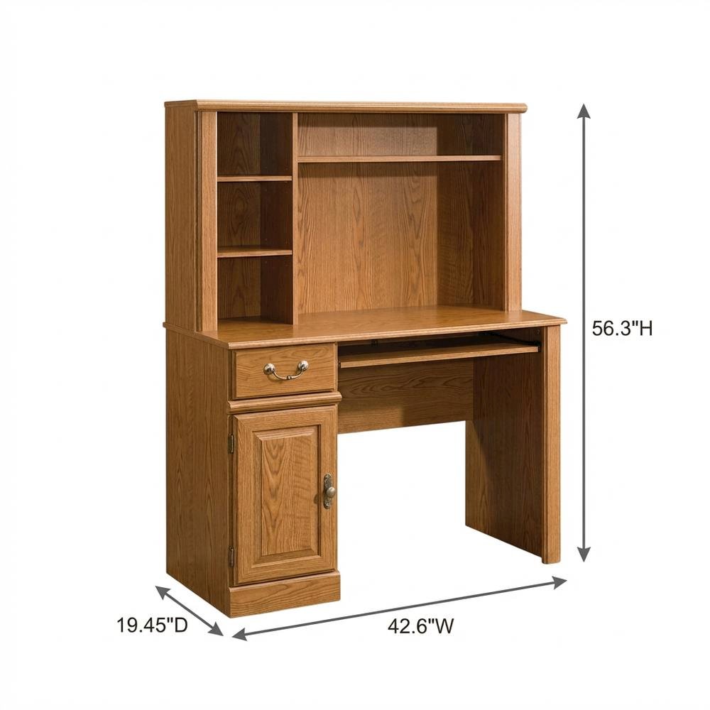 Traditional Brown Desk with Hutch, Rectangle Style, Sturdy Wood Finish