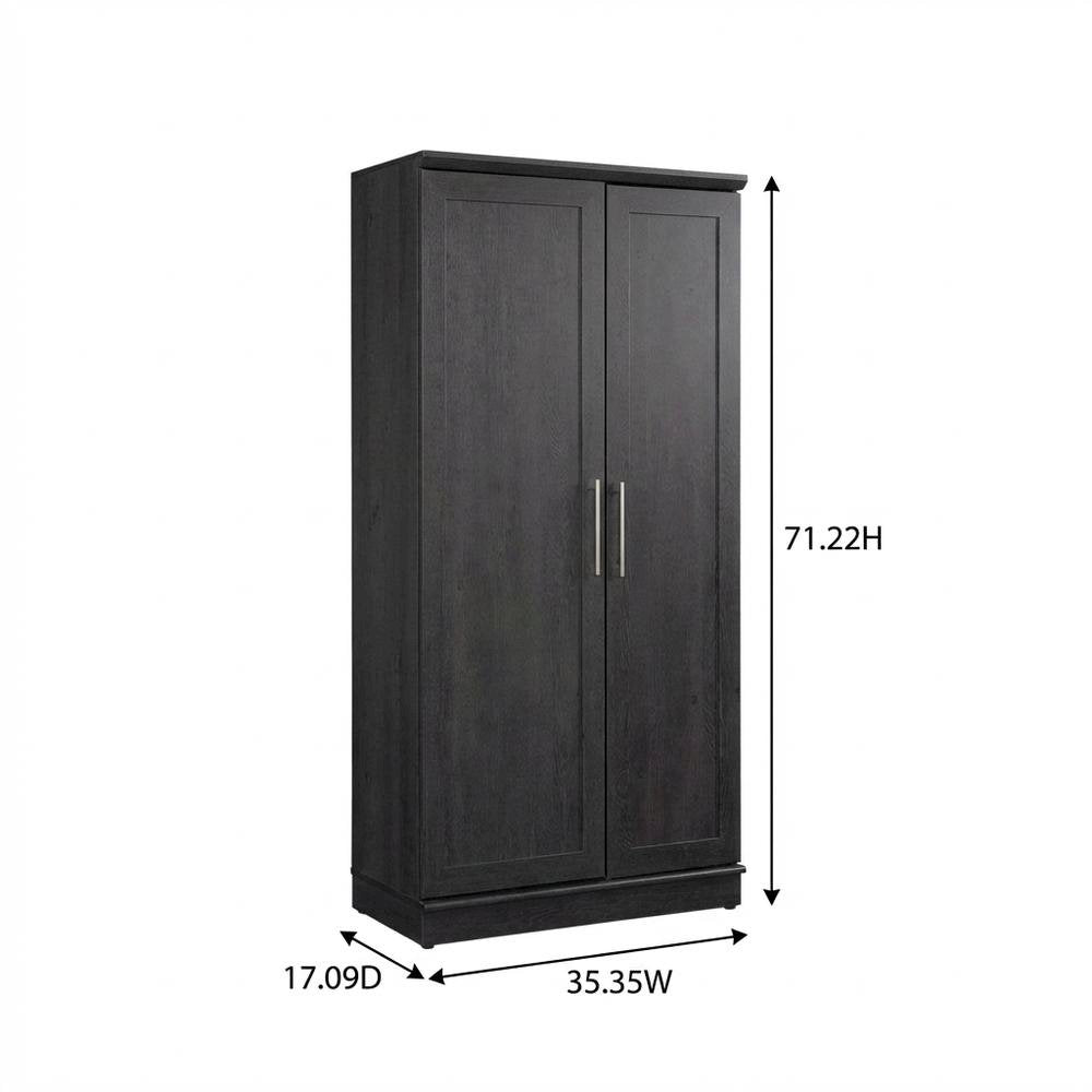 Contemporary Raven Oak Finish Storage Cabinet With Spacious Design