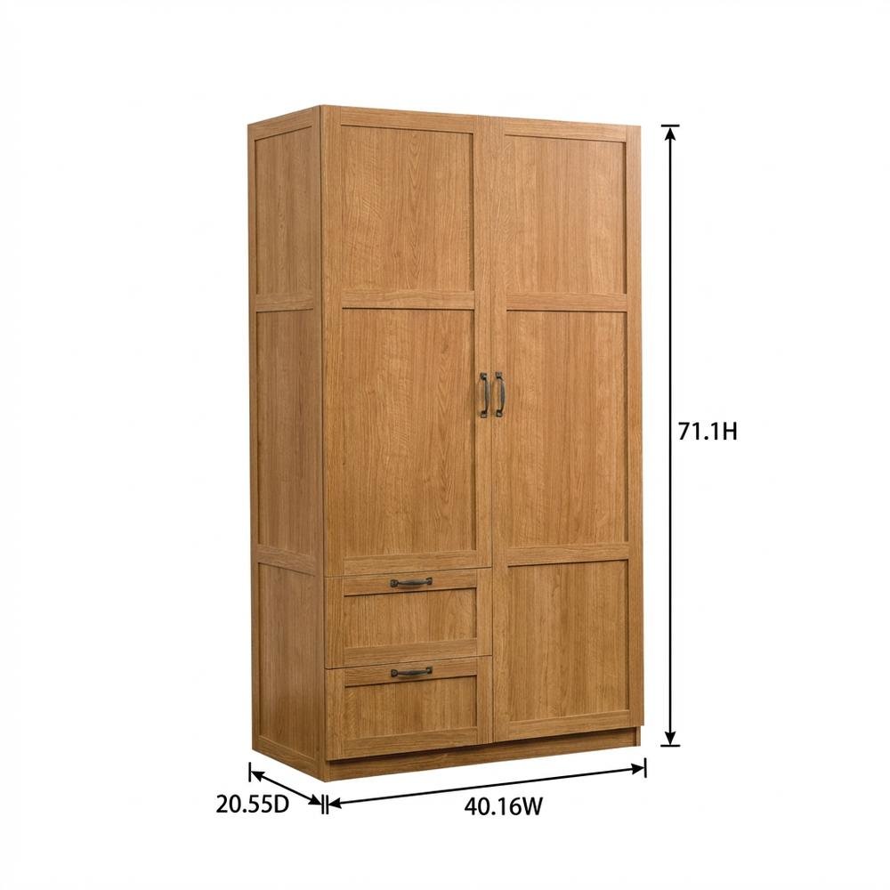 Brown Wood Armoire With Spacious Storage And Classic Rectangular Design