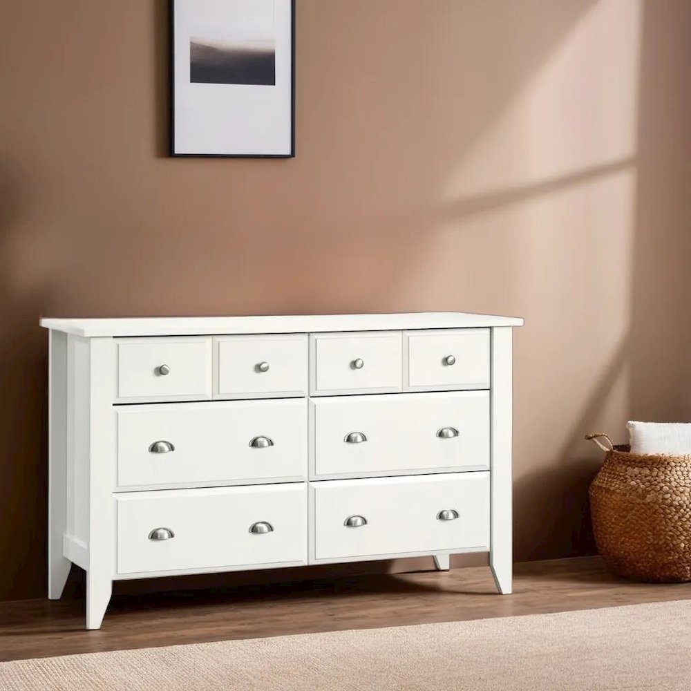White Bedroom Dresser with Spacious Drawers for Storage and Organization