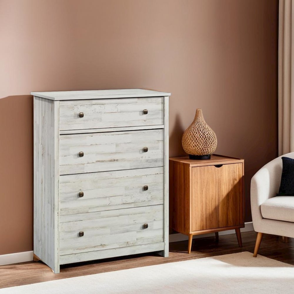 White 4-Drawer Bedroom Chest for Clothing Storage with Easy Setup Design