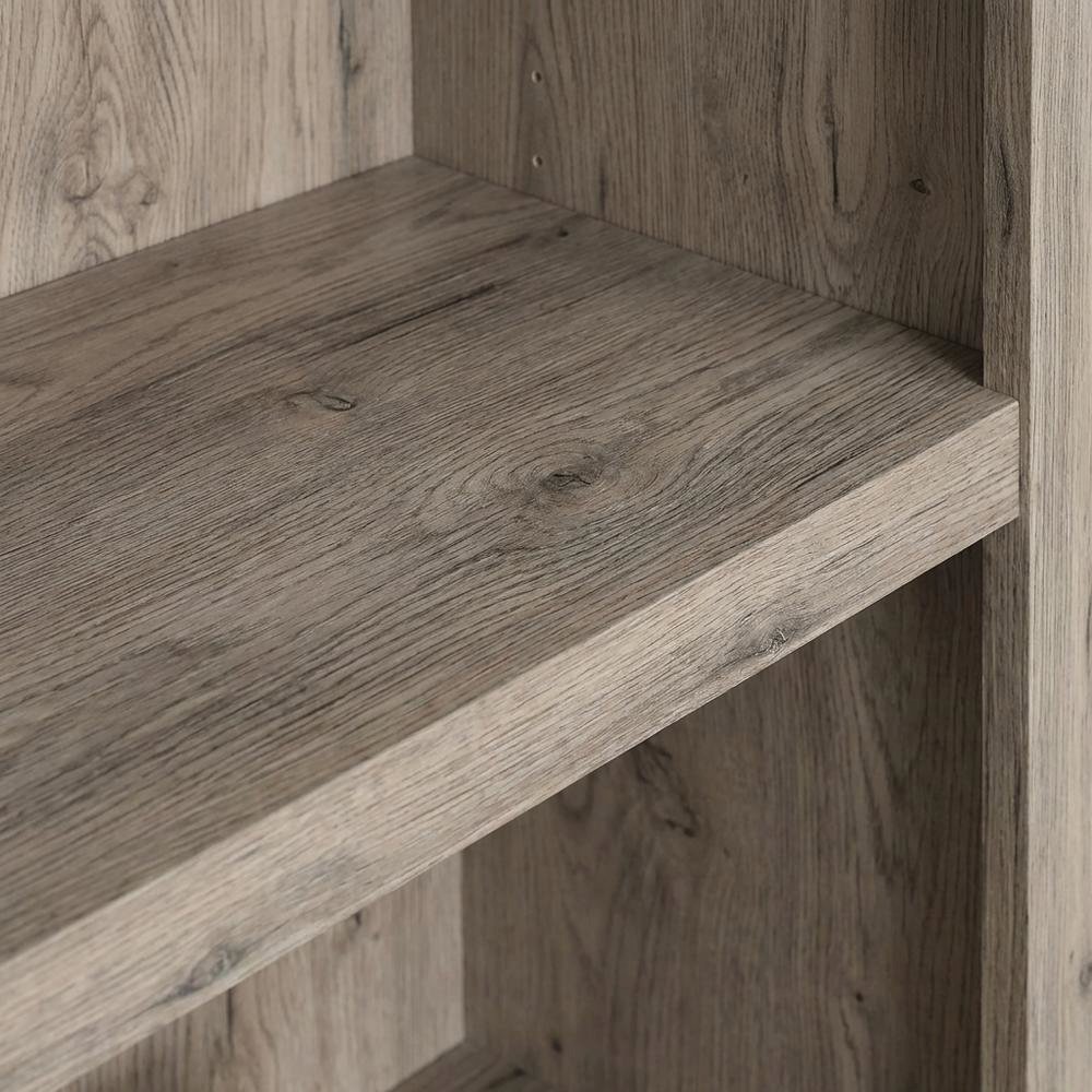 Wooden storage bookcase in oak finish with versatile coastal cottage style
