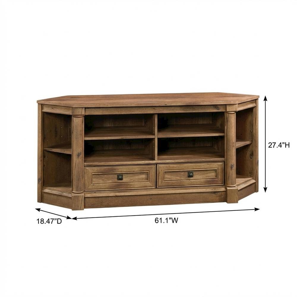 Wood Entertainment Credenza with Vintage Oak Finish for TVs up to 60 inches
