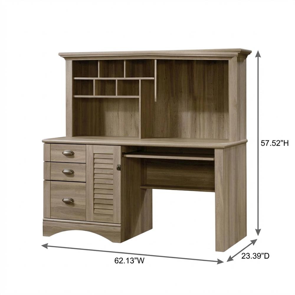 Coastal Cottage Desk with Hutch and Spacious Workspace for Home Office