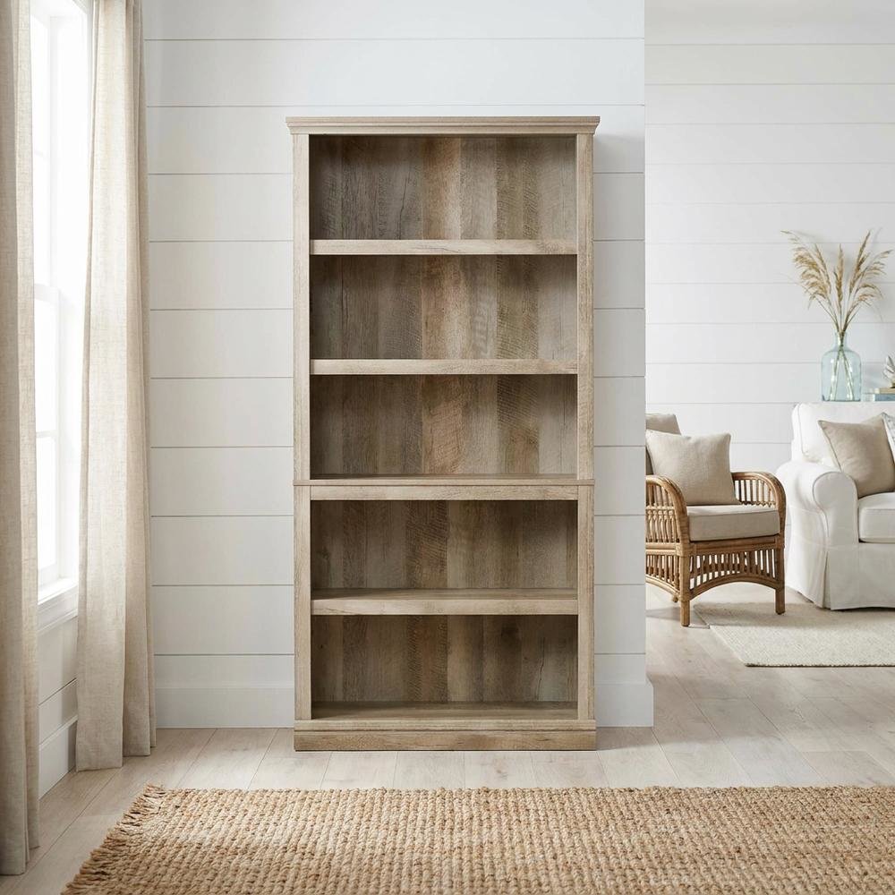 Wooden Storage Bookcase in Lintel Oak Finish for Organizing Spaces