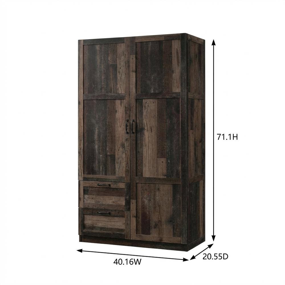 Rustic Brown Storage Armoire With Reclaimed Pine Finish