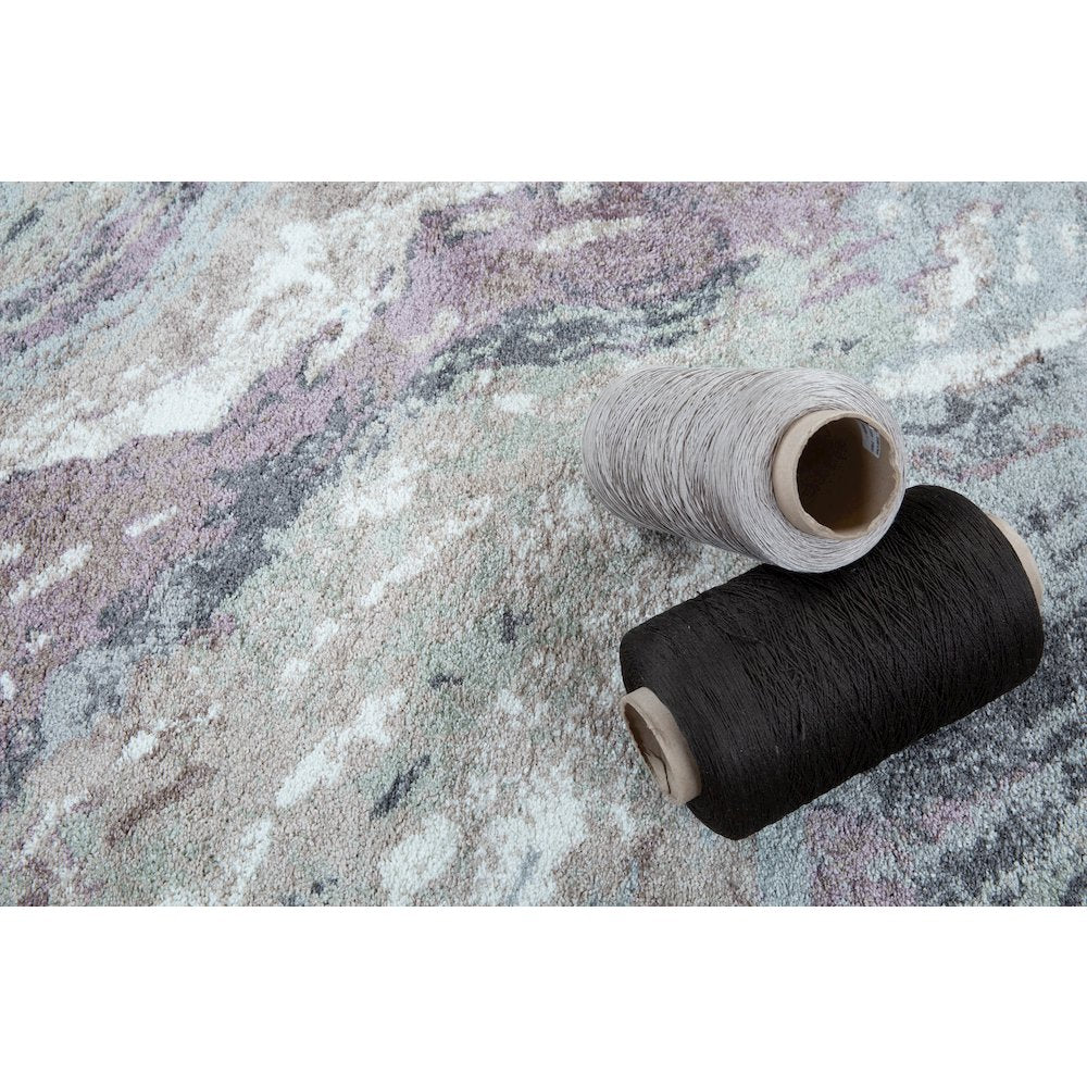 Artemis 01 Abstract Marble Runner Rug – Gray / Blush