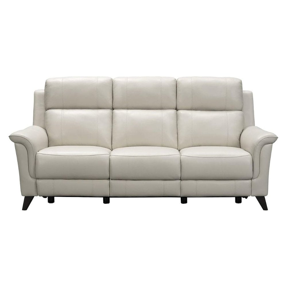 Beige Leather Recliner Sofa with Power Headrests and USB Charging Ports