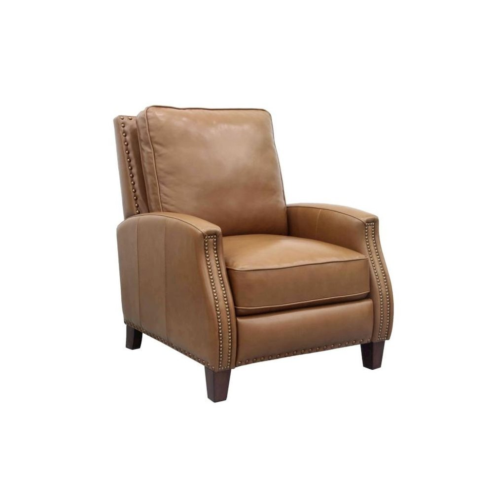 Brown Leather Recliner Chair with Hardwood Frame and Footrest
