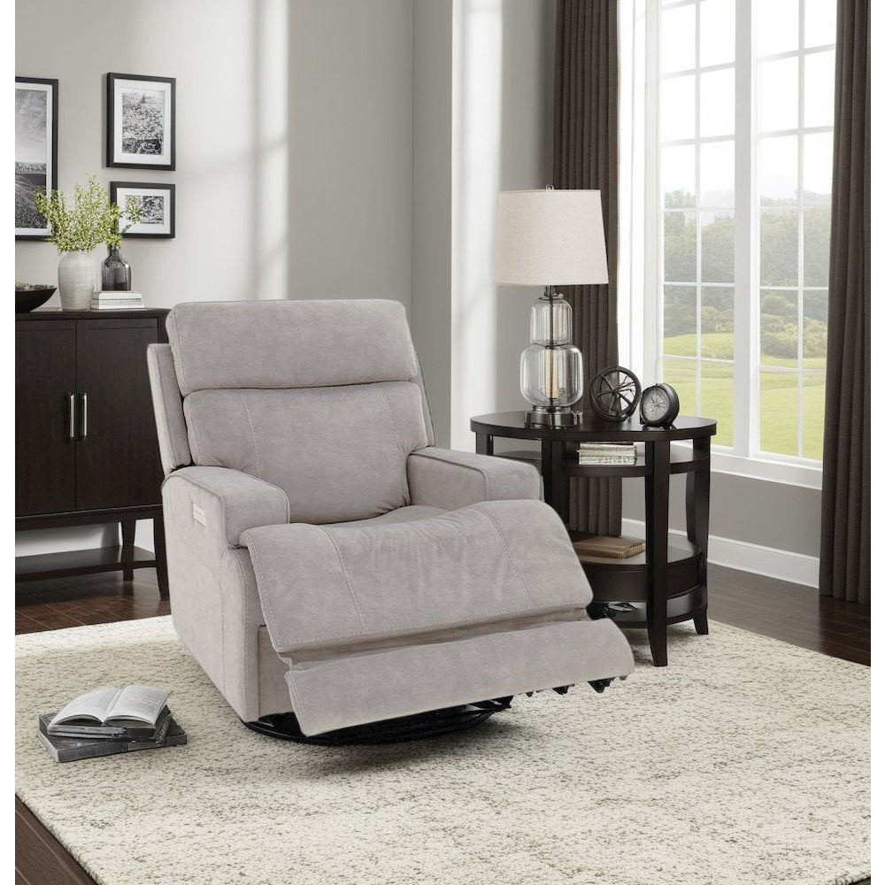 Gray Power Recliner with Adjustable Headrest and Footrest Extension