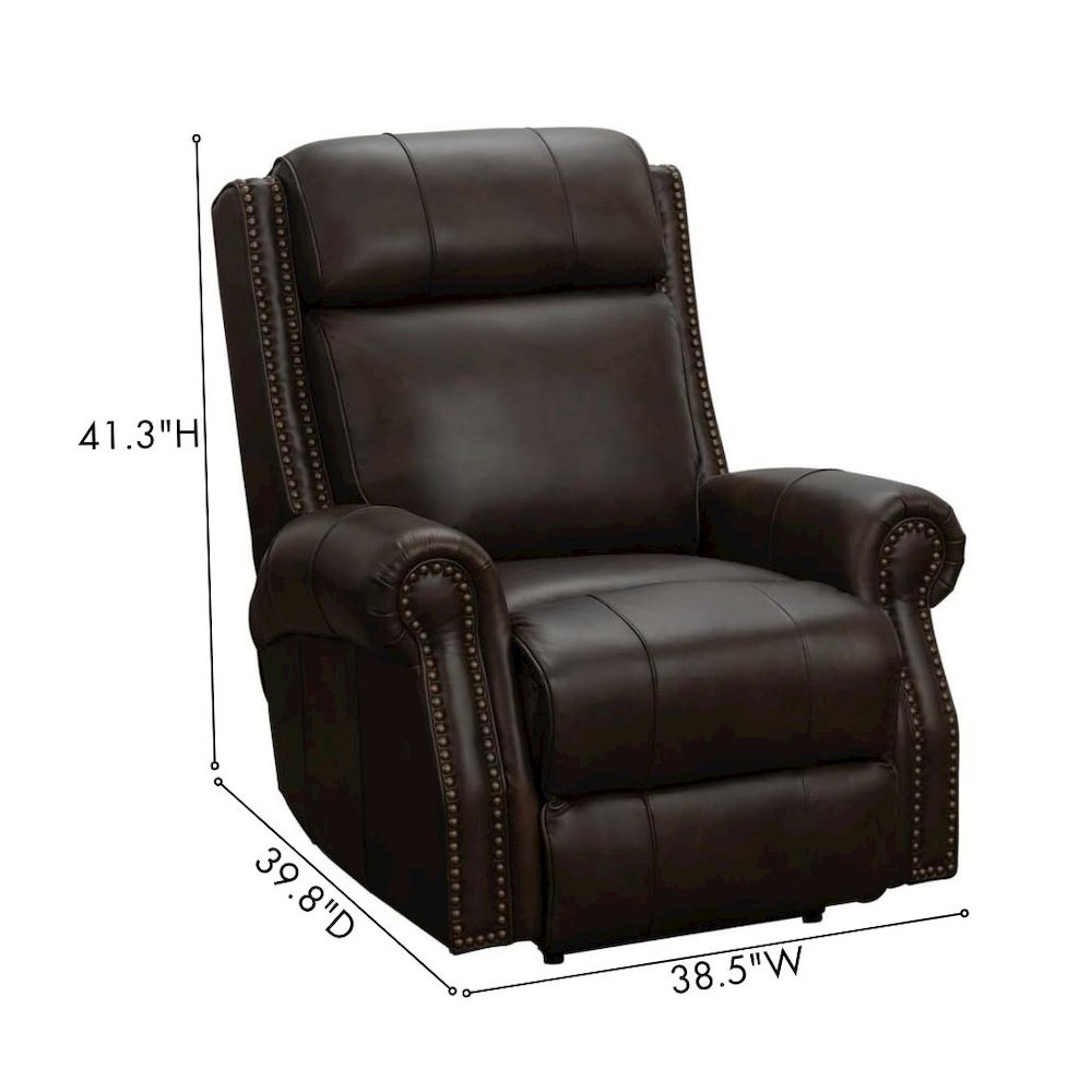 Brown Leather Oversized Recliner with Power Headrest, USB and Extended Footrest