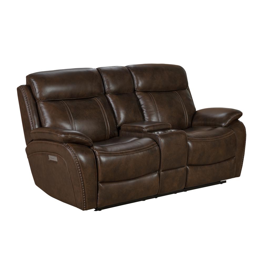 Sandover Power Reclining Console Loveseat w/Power Head Rests & Lumbar