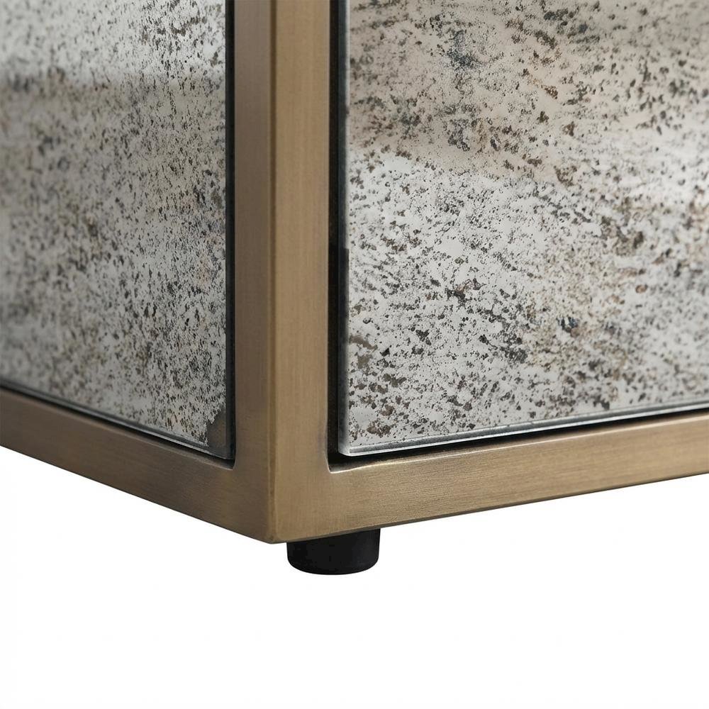 Mirrored Side Table with Modern Style and Adjustable Shelf, Made of MDF