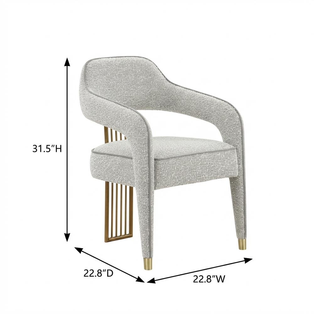 Boucle Dining Chair with Gold and Grey Legs for Elegant Meals