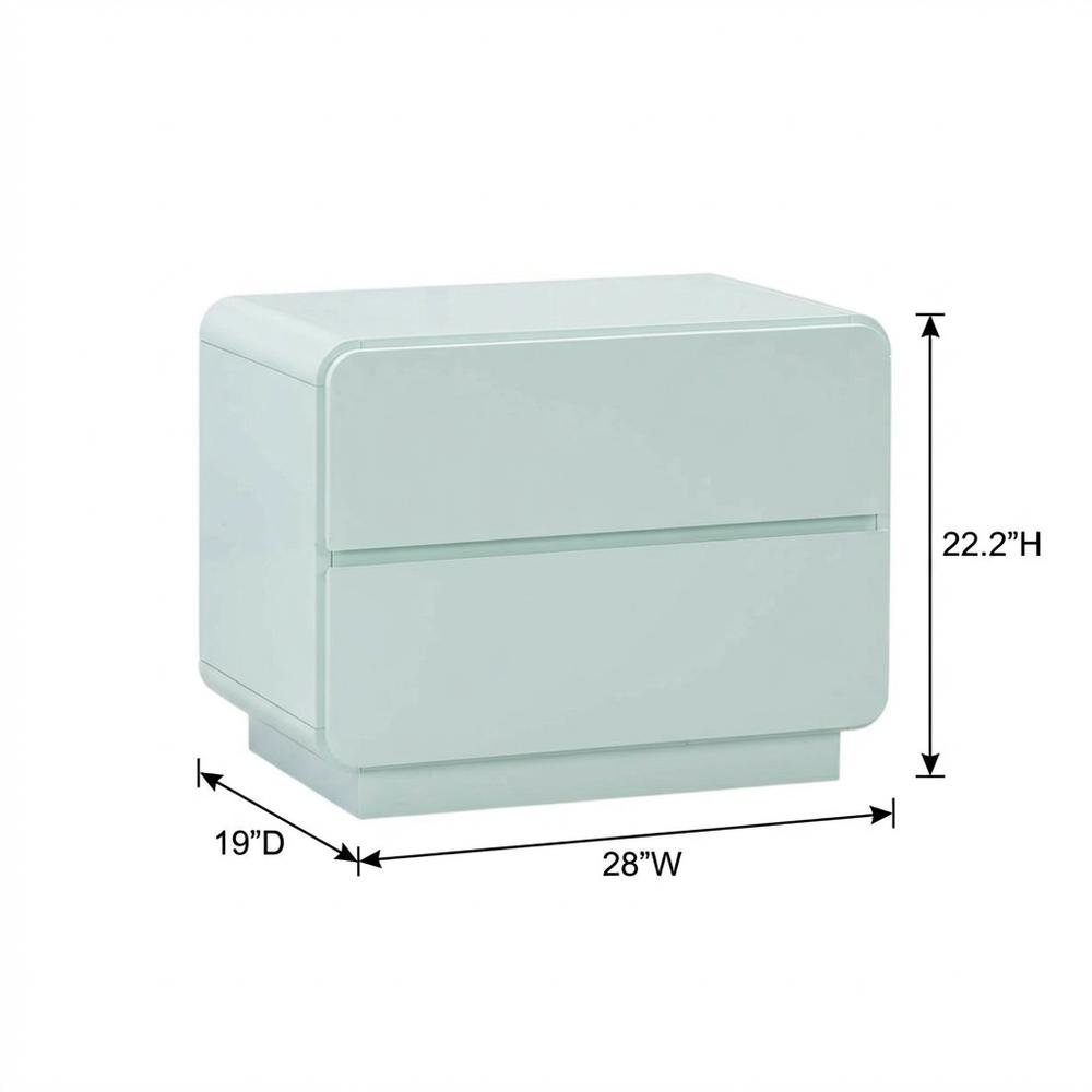 Blue Bedroom Nightstand with Soft-Close Drawers and Acacia Legs