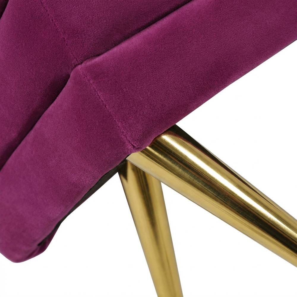 Purple Velvet Storage Bench with Gold Legs and Spacious Seating