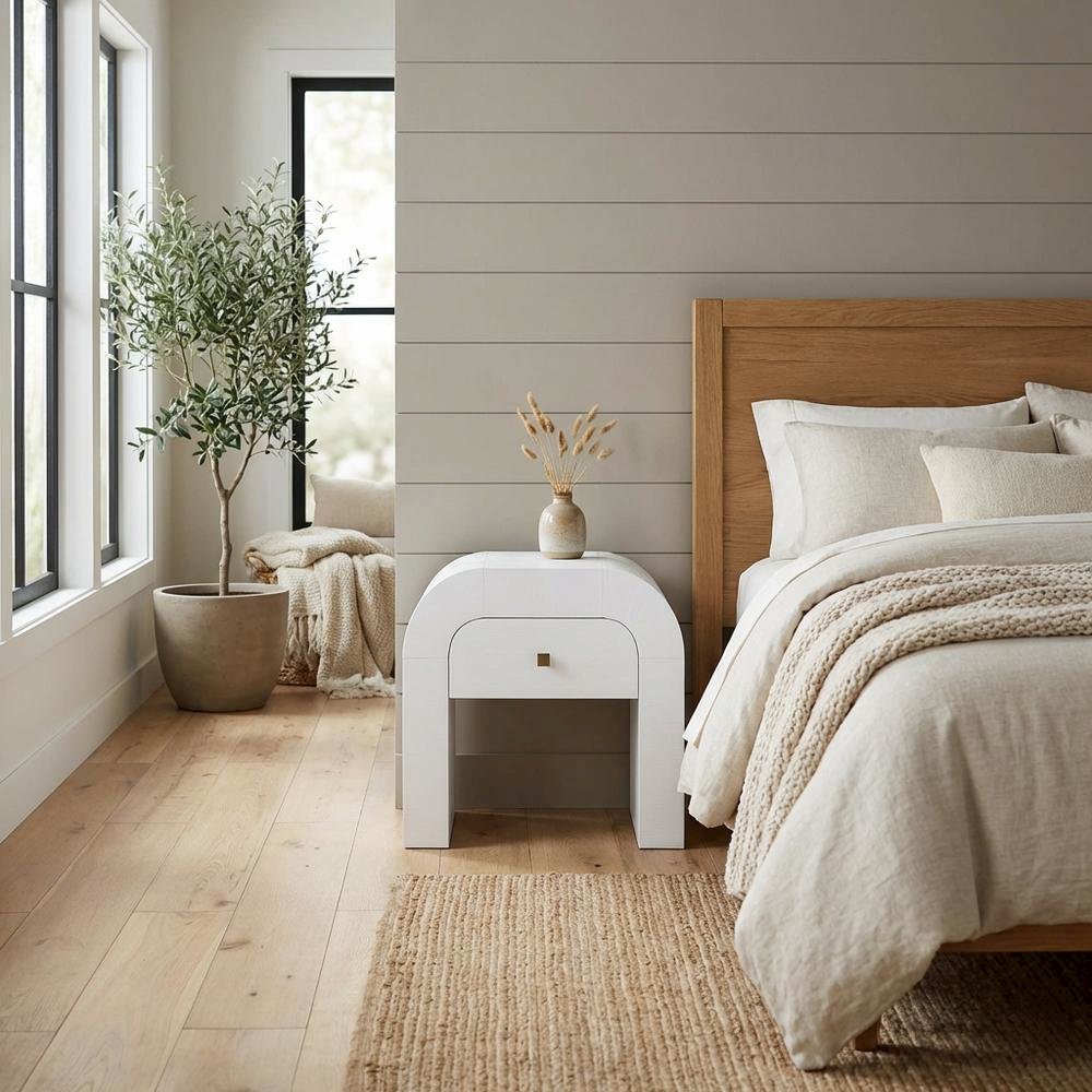 White Nightstand with Soft-Close Drawers and Modern Design