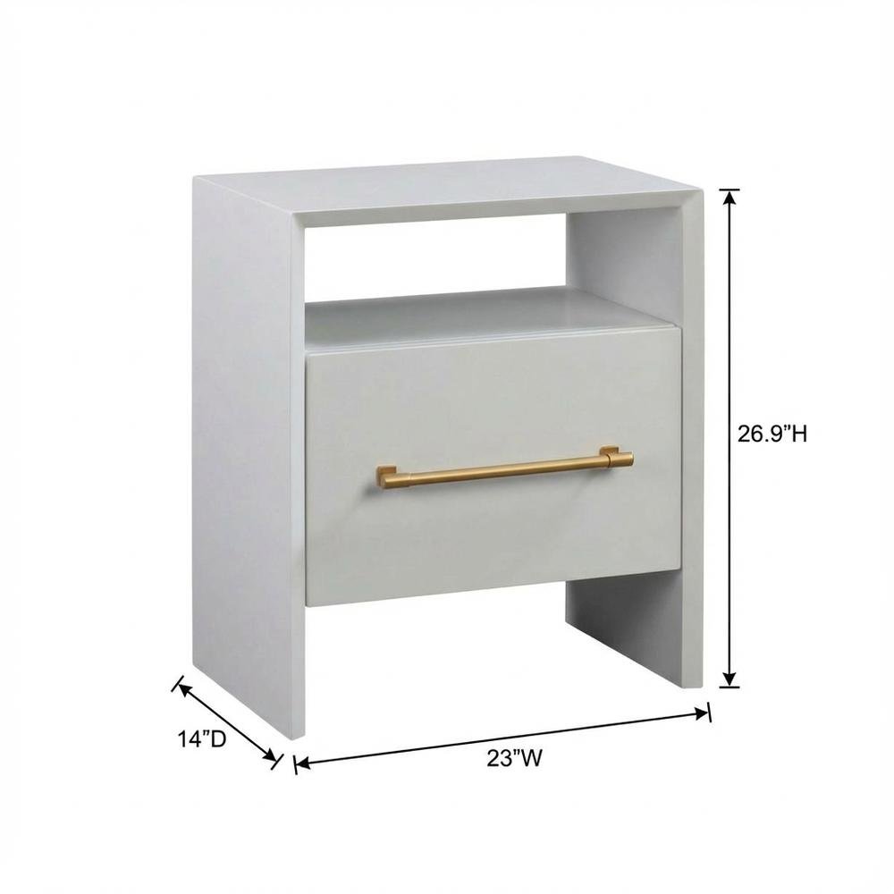 White Nightstand with Adjustable Shelf and Mdf Legs for Bedroom Storage