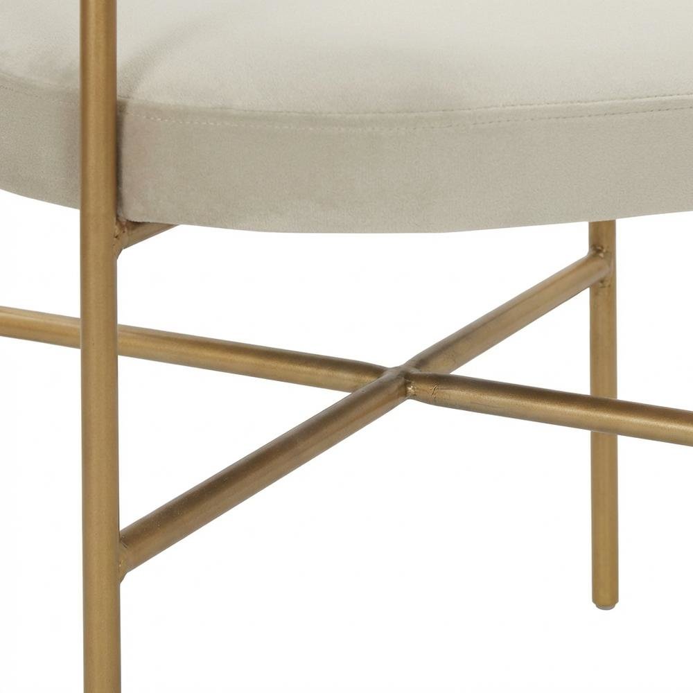 Cream Velvet Dining Chair with Gold Legs and Fiber-Wrapped Foam Seat