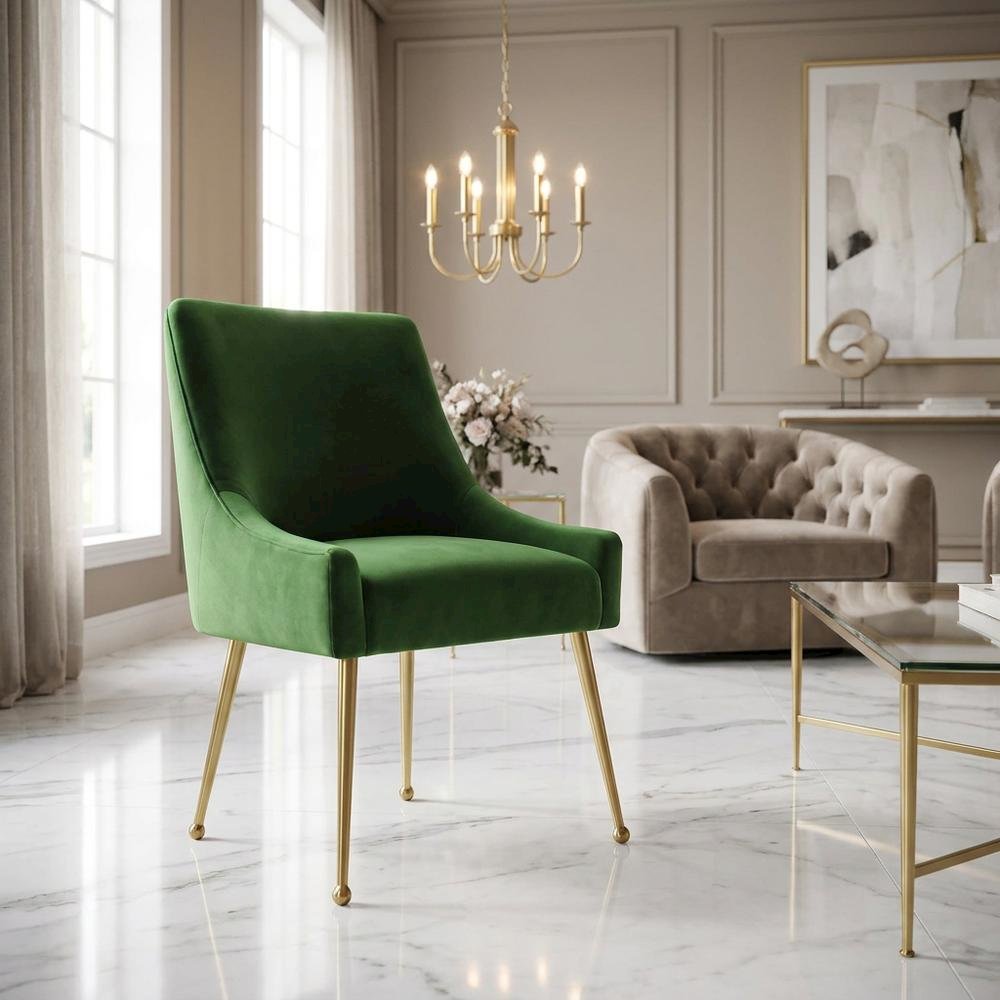 Velvet Accent Chair with Gold Stainless Steel Legs for Living Room