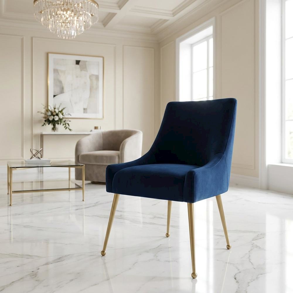 Velvet-Upholstered Accent Chair with Gold Stainless Steel Legs for Living Room