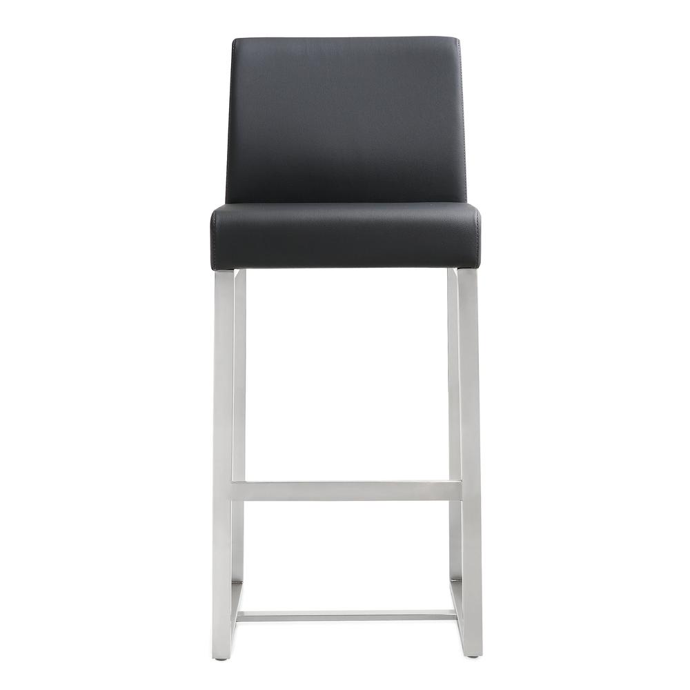 Stainless Steel Counter Stool Set, Adjustable Seat Height and Foam Cushions